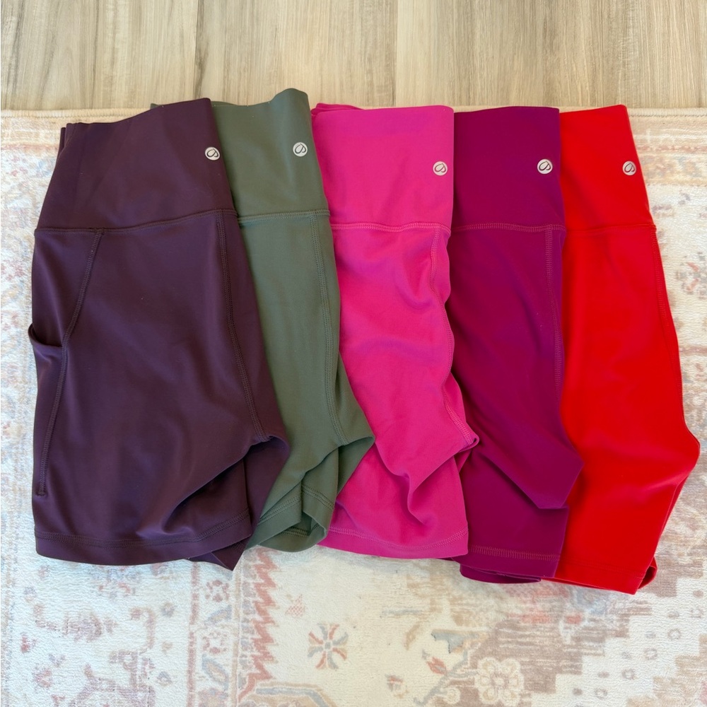 CRZ YOGA Women's High-Waisted Bike Shorts - Purple, Green, Pink, Magenta, Red